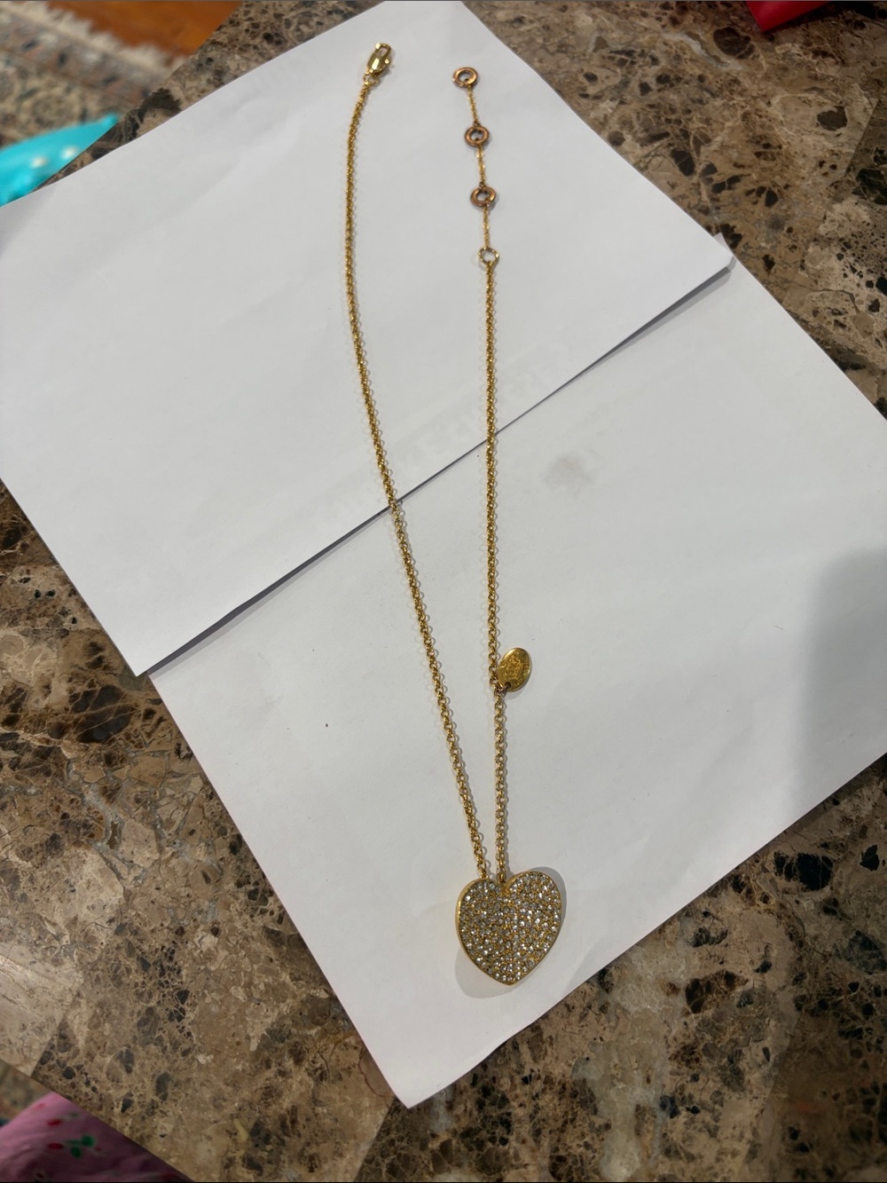 Gold colored Heart Pendant Necklace- Women Jewelry